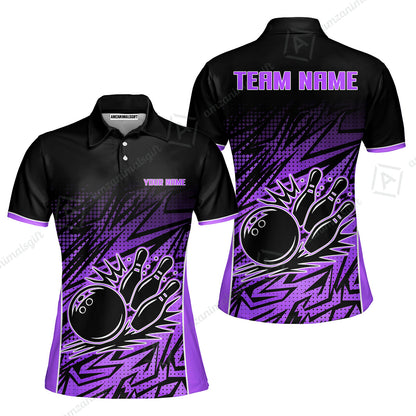Customized Bowling Unisex Polo Shirt, Abstract Sameless Pattern Color Bowling Uniforms, Personalized Name And Team Name