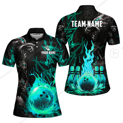Custom Bowling Jersey Polo Shirt, Hellfire Werewolf & Crimson Strike, Custom Bowling Jersey Team Shirt For Players With Name & Team Name