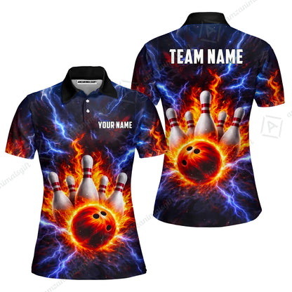 Custom Bowling Jersey Polo Shirt, Electric Lightning Storm Bowling, Custom Bowling Jersey Team Shirt For Players With Name and Team Name