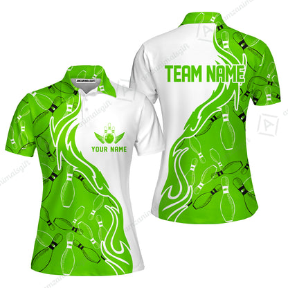 Bowling Custom Women Polo Shirt - Custom Bowling Team Jersey,  Bowling uniforms Ball & Pins Personalized Bowling Name And Team Name