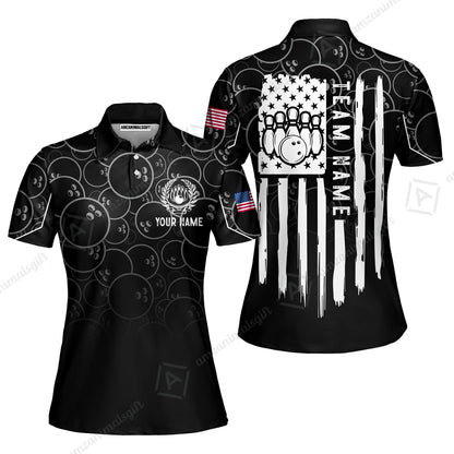 Custom Bowling Jersey Polo Shirt, Vibrant Kelly Ball Pattern Flag, Custom Bowling Jersey Team Shirt For Players With Name and Team Name