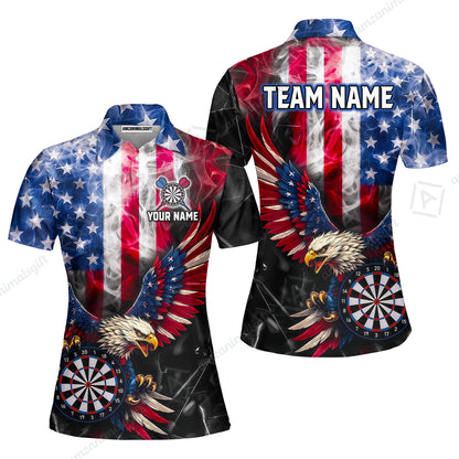 Custom Darts Jersey Polo Shirt, Patriotic Bald Eagle Darts, Custom Darts Jersey Team Shirt For Players With Name and Team Name