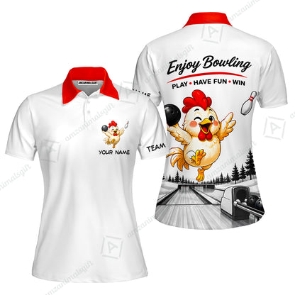 Custom Bowling Jersey Polo Shirt, Enjoy Bowling, Custom Bowling Jersey Team Shirt For Players With Name and Team Name