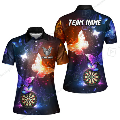 Custom Darts Jersey Polo Shirt, Butterfly Sparkle Darts, Custom Dart Jersey Team Shirt For Players With Name & Team Name