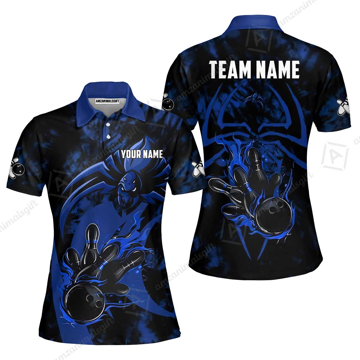 Custom Bowling Jersey Polo Shirt, Neon Venom Spider Monster, Custom Bowling Jersey Team Shirt For Players With Name and Team Name