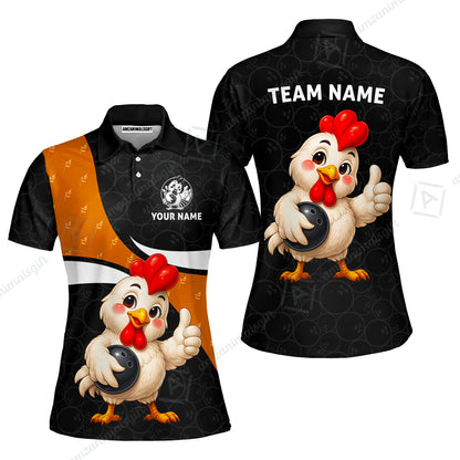 Custom Bowling Jersey Polo Shirt, Happy Chick, Custom Bowling Jersey Team Shirt For Players With Name and Team Name