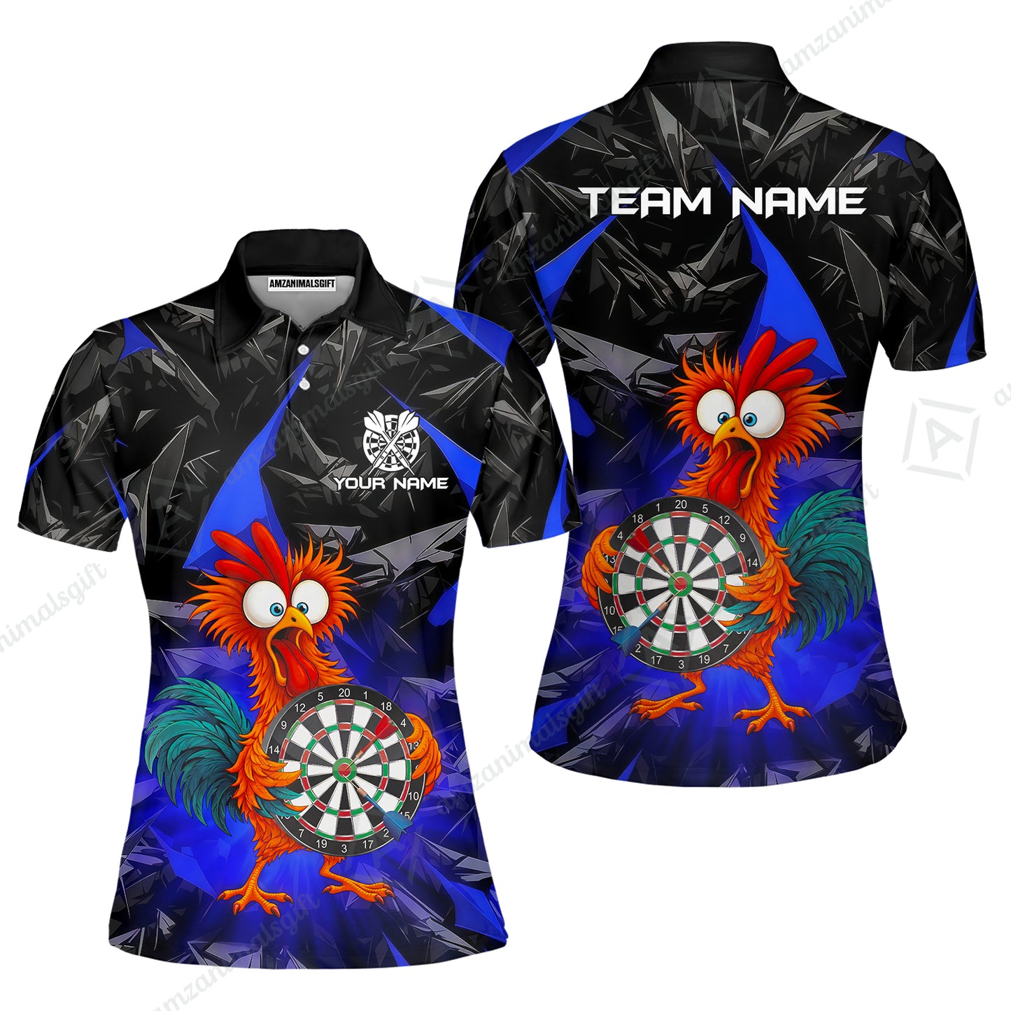 Custom Darts Team Jersey, Personalized Funky Rooster Dart Shirt For Players With Name & Team Name
