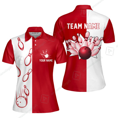 Custom Bowling Polo Shirts, Red And White Retro Vintage Bowling Polo Shirts For Men Custom Bowling Team Jerseys