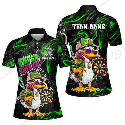 Customized Darts Team Jersey, Duck Never Give Up, Personalized Darts Name And Team Name