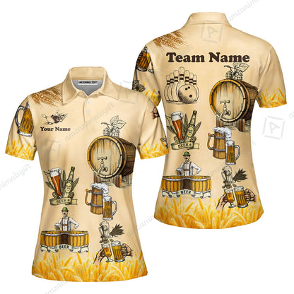 Custom Bowling Jersey Polo, Beer 3 Scale, Custom Bowling Jersey Team Shirt For Players With Name & Team Name
