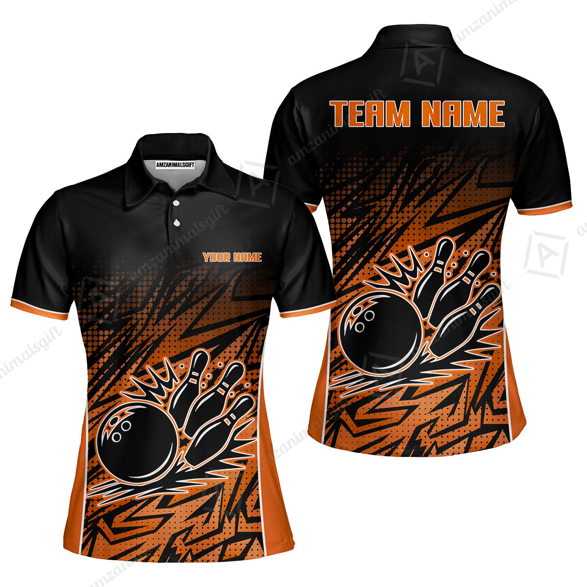 Customized Bowling Unisex Polo Shirt, Abstract Sameless Pattern Color Bowling Uniforms, Personalized Name And Team Name