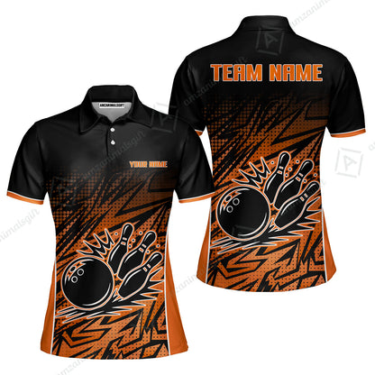 Customized Bowling Unisex Polo Shirt, Abstract Sameless Pattern Color Bowling Uniforms, Personalized Name And Team Name
