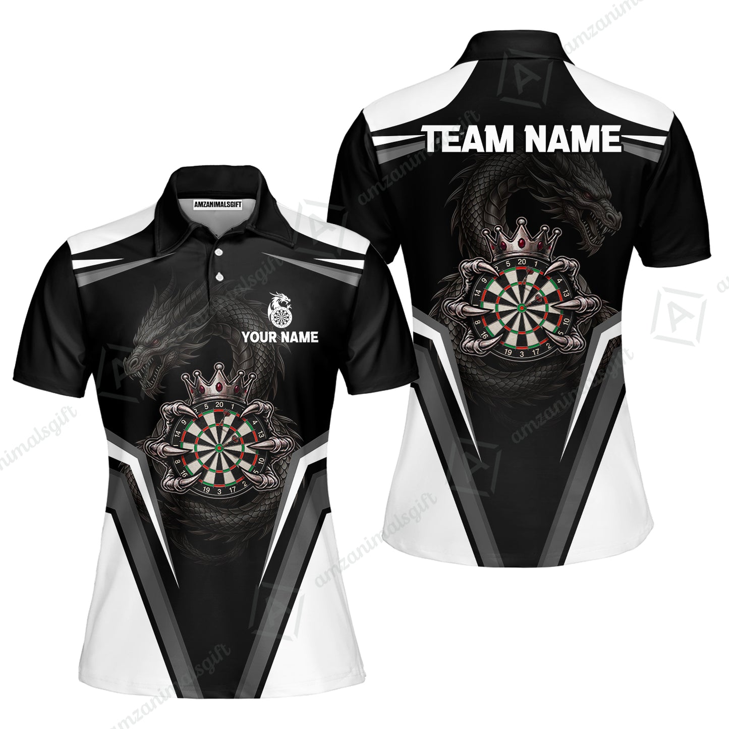 Custom Gothic Dark Dragon Royal Darts Jersey Polo Shirt, Custom Gothic Dark Dragon Royal Dart Jersey Team Shirt For Players With Name and Team Name
