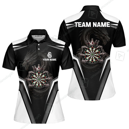 Custom Gothic Dark Dragon Royal Darts Jersey Polo Shirt, Custom Gothic Dark Dragon Royal Dart Jersey Team Shirt For Players With Name and Team Name
