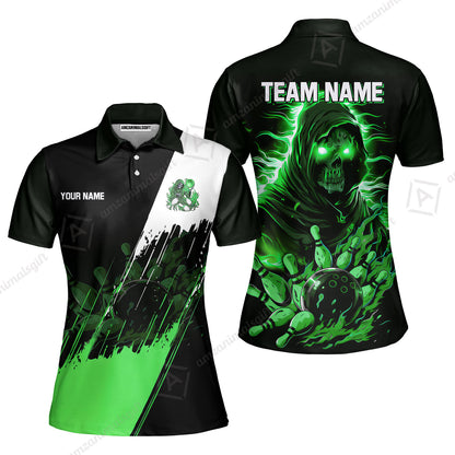 Custom Bowling Jersey Polo Shirt, Glow Reaper Bowling Custom Bowling Jersey Team Shirt For Players With Name & Team Name