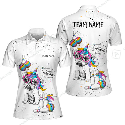 Custom Bowling Jersey Polo Shirt, Pug Bowling I Am So Magical, Custom Bowling Jersey Team Shirt For Players With Name and Team Name