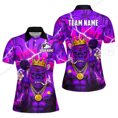 Custom Bowling Jersey Polo Shirt, Rebellious Gorilla King & Street Graffiti, Custom Bowling Jersey Team Shirt For Players With Name & Team Name