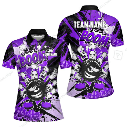 Custom Bowling Jersey Polo Shirt, Dabbing Cartoon Monster, Custom Bowling Jersey Team Shirt For Players With Name & Team Name