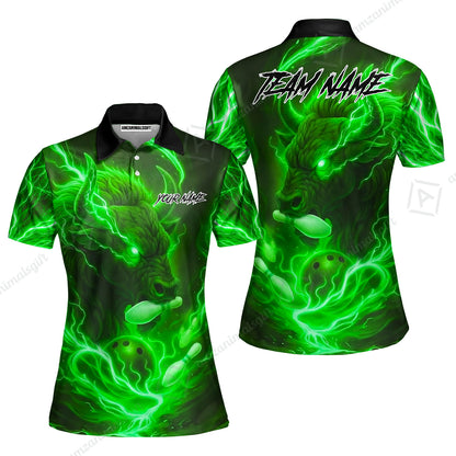 Custom Bowling Jersey Polo Shirt, Charging Bull Bowling Custom Bowling Jersey Team Shirt For Players With Name & Team Name