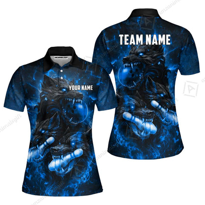 Custom Bowling Jersey Polo Shirt, Dark Fantasy Hellfire Werewolf, Custom Bowling Jersey Team Shirt For Players With Name & Team Name
