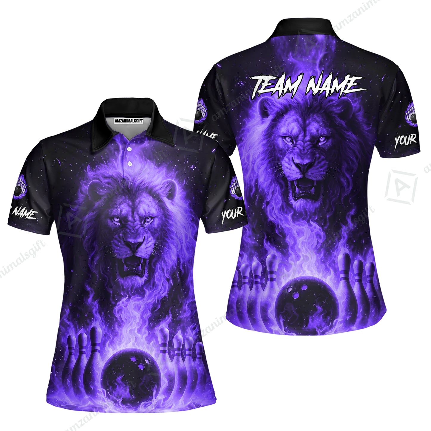 Custom Bowling Jersey Polo Shirt, Bowling Lion Of The Savannah, Custom Bowling Jersey Team Shirt For Players With Name & Team Name