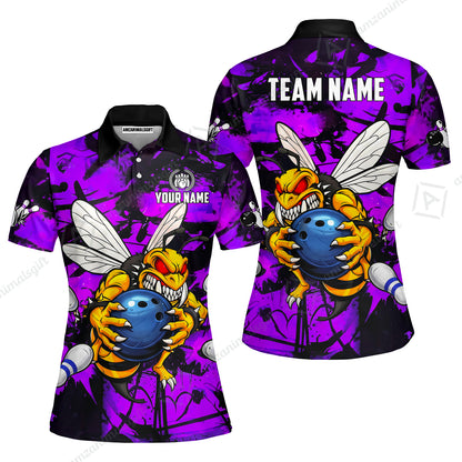 Custom Bowling Jersey Polo Shirt, The Wild Wasp Strike, Custom Bowling Jersey Team Shirt For Players With Name & Team Name