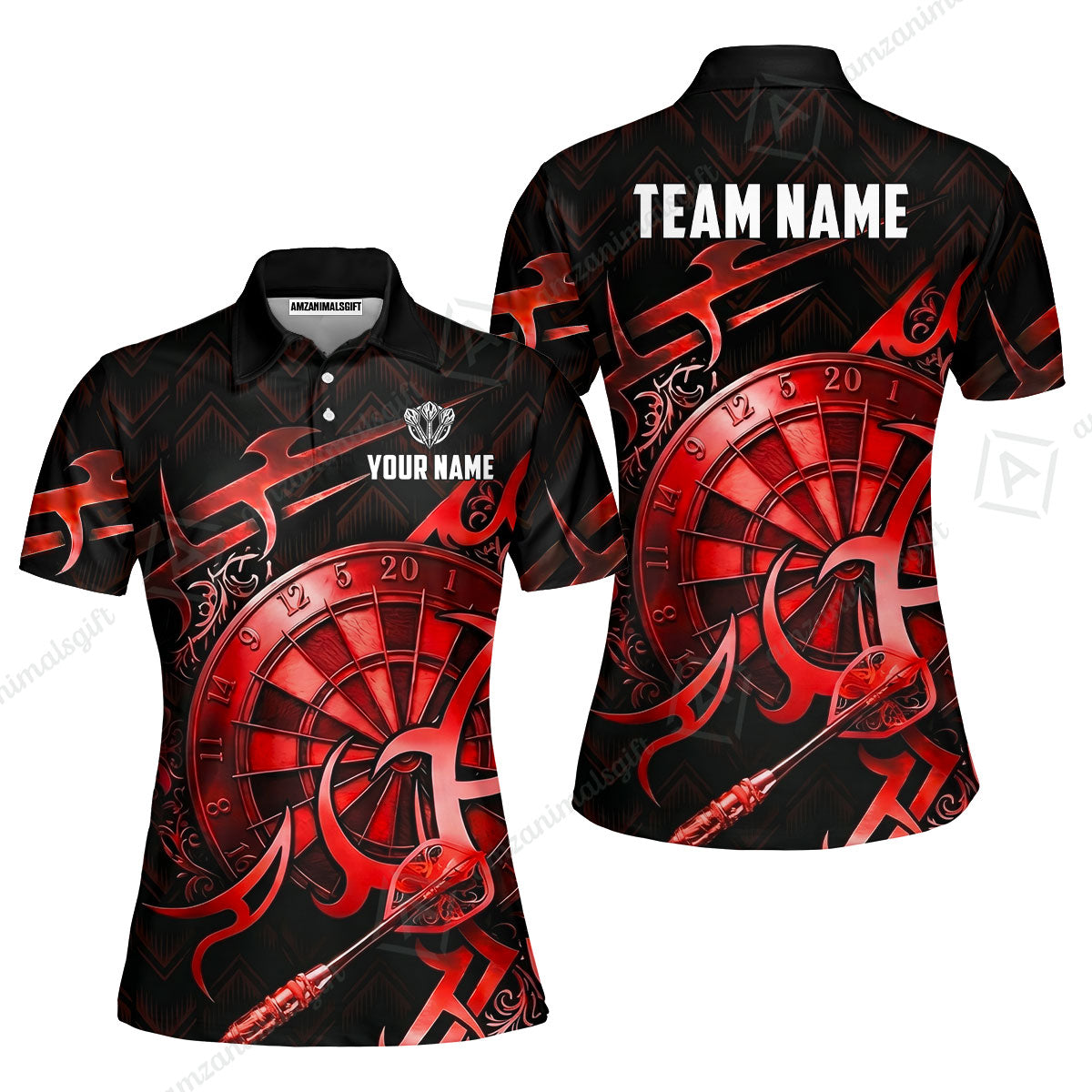 Custom Darts Jersey Polo Shirt, Tribal Darts & Mechanical Inferno, Custom Dart Jersey Team Shirt For Players With Name & Team Name