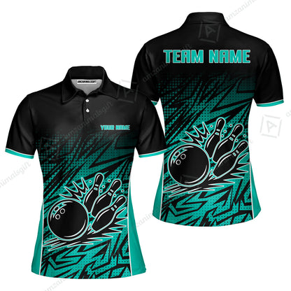 Customized Bowling Unisex Polo Shirt, Abstract Sameless Pattern Color Bowling Uniforms, Personalized Name And Team Name