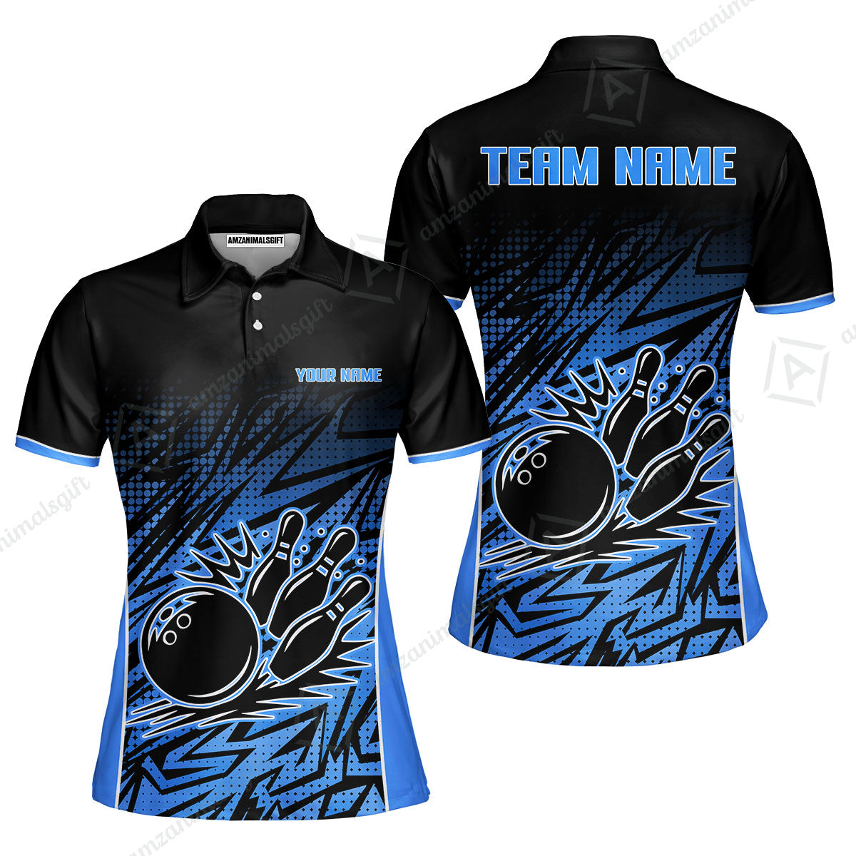 Customized Bowling Unisex Polo Shirt, Abstract Sameless Pattern Color Bowling Uniforms, Personalized Name And Team Name