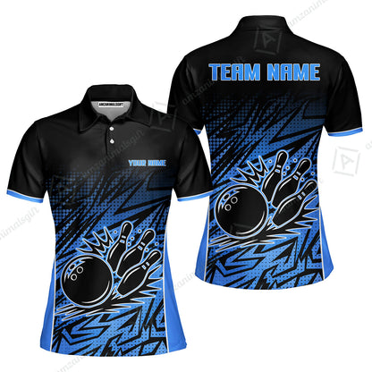 Customized Bowling Unisex Polo Shirt, Abstract Sameless Pattern Color Bowling Uniforms, Personalized Name And Team Name