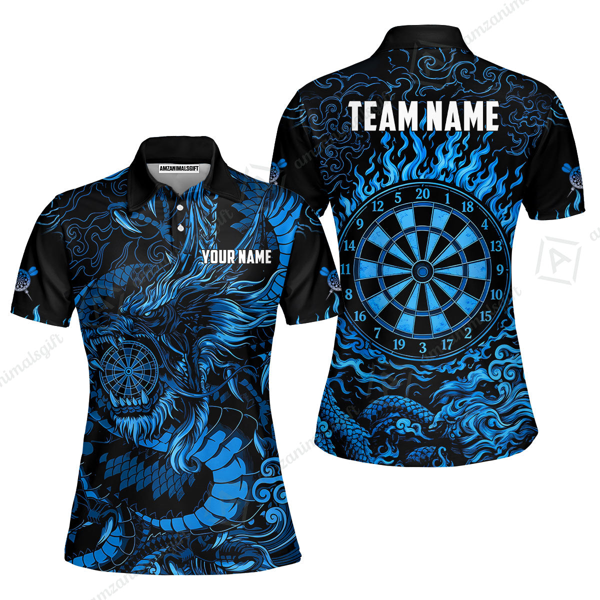 Custom Darts Jersey Polo Shirt, Dragon's Bullseye Darts, Custom Dart Jersey Team Shirt For Players With Name & Team Name