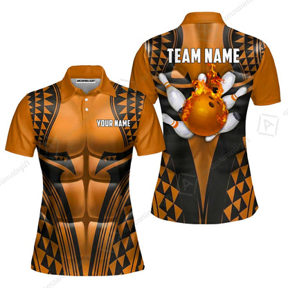 Custom Bowling Jersey Polo Shirt, Polynesian Strike, Custom Bowling Jersey Team Shirt For Players With Name & Team Name