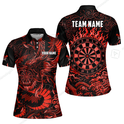 Custom Darts Jersey Polo Shirt, Dragon's Bullseye Darts, Custom Dart Jersey Team Shirt For Players With Name & Team Name
