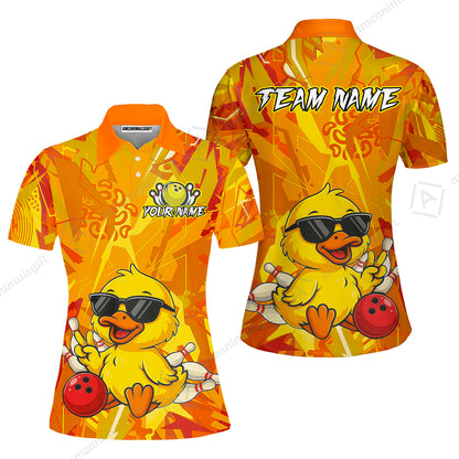 Custom Bowling Jersey Polo Shirt, Duck Strike Energy Bowling, Custom Bowling Jersey Team Shirt For Players With Name & Team Name