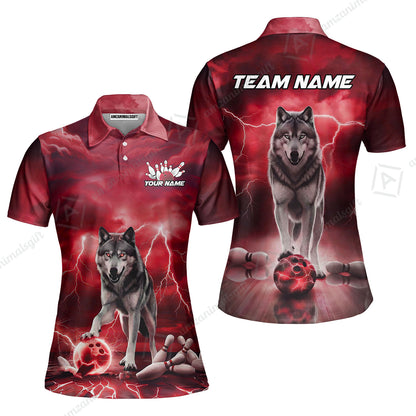 Custom Bowling Jersey Polo Shirt, Electric Wolf Bowling Custom Bowling Jersey Team Shirt For Players With Name & Team Name