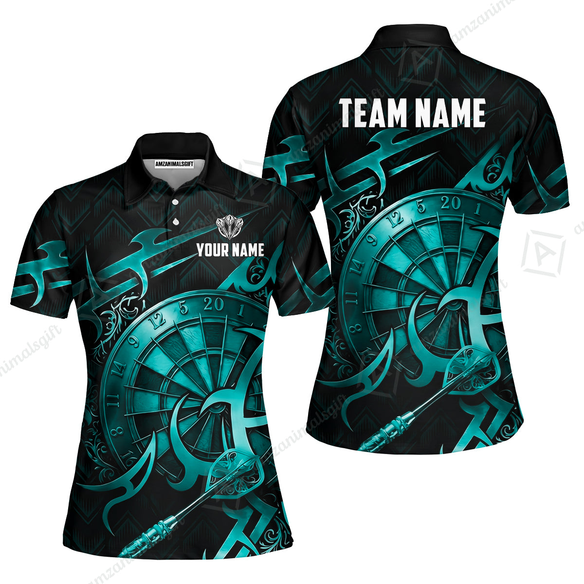 Custom Darts Jersey Polo Shirt, Tribal Darts & Mechanical Inferno, Custom Dart Jersey Team Shirt For Players With Name & Team Name