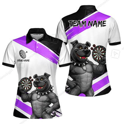 Custom Darts Jersey Polo Shirt, Pitbull Hold Dart Board, Custom Dart Jersey Team Shirt For Players With Name & Team Name
