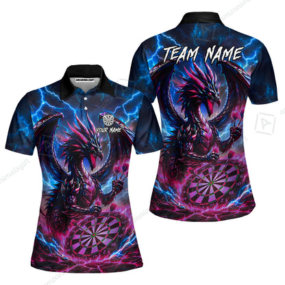 Custom Darts Jersey Polo Shirt, Dragon Fire Darts, Custom Dart Jersey Team Shirt For Players With Name & Team Name