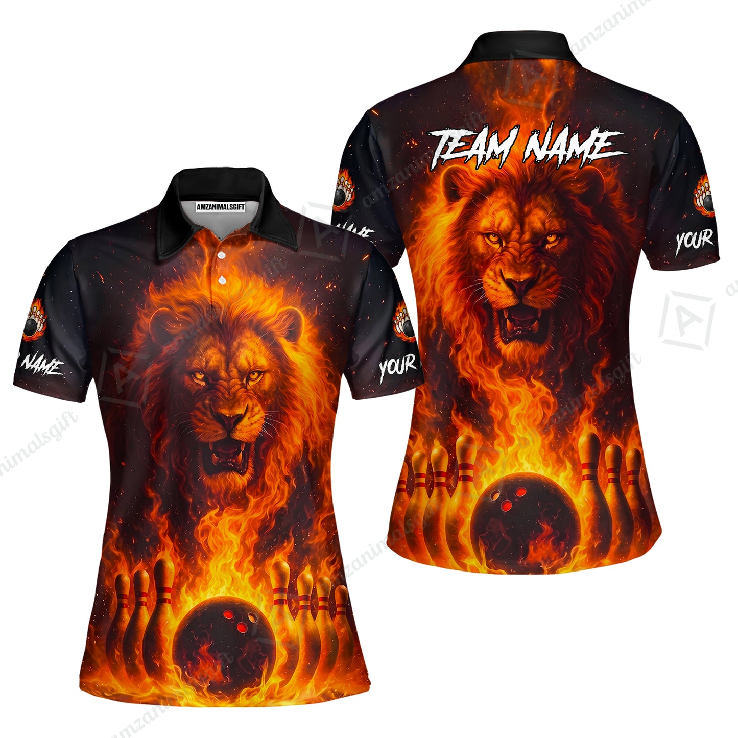 Custom Bowling Jersey Polo Shirt, Bowling Lion Of The Savannah, Custom Bowling Jersey Team Shirt For Players With Name & Team Name