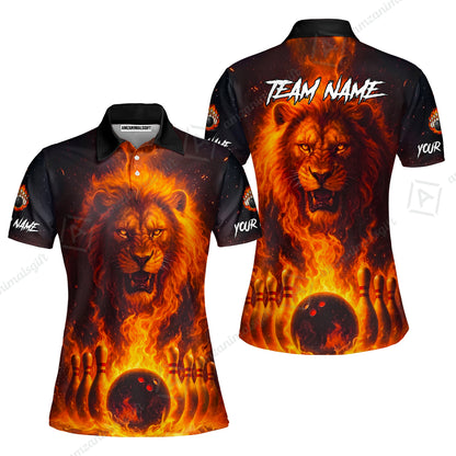 Custom Bowling Jersey Polo Shirt, Bowling Lion Of The Savannah, Custom Bowling Jersey Team Shirt For Players With Name & Team Name