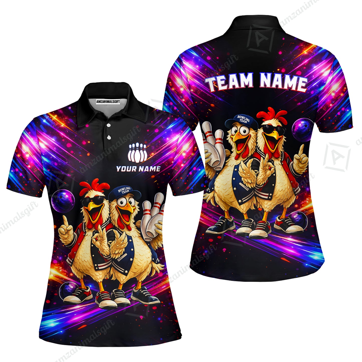 Custom Bowling Jersey Polo Shirt, Cool Roosters Bowling, Custom Bowling Jersey Team Shirt For Players With Name & Team Name