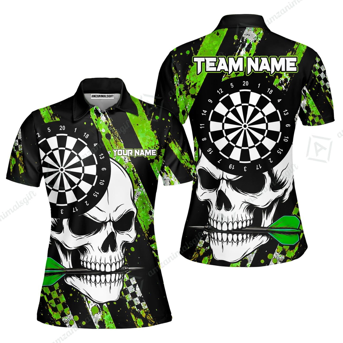 Custom Darts Jersey Polo Shirt, Skull Bites Dart, Custom Dart Jersey Team Shirt For Players With Name & Team Name