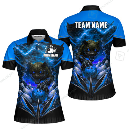 Custom Bowling Jersey Polo Shirt, Electric Panther Bowling, Personalized Name & Team Name