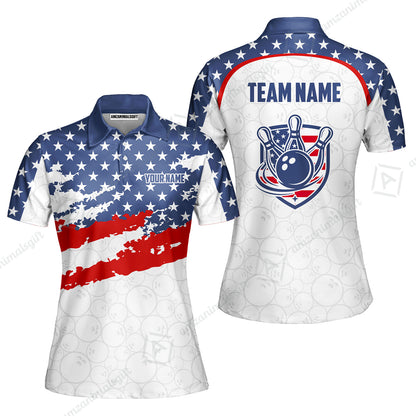 Custom Bowling Jersey Polo Shirt, America Star Flag Bowling, Custom Bowling Jersey Team Shirt For Players With Name & Team Name