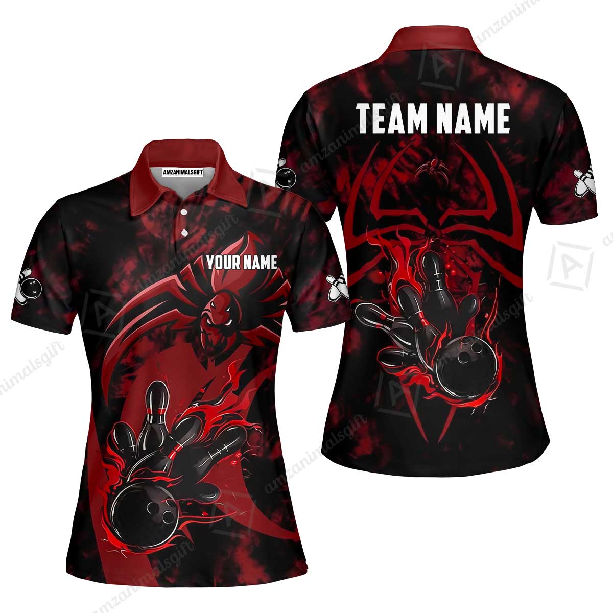 Custom Bowling Jersey Polo Shirt, Neon Venom Spider Monster, Custom Bowling Jersey Team Shirt For Players With Name and Team Name