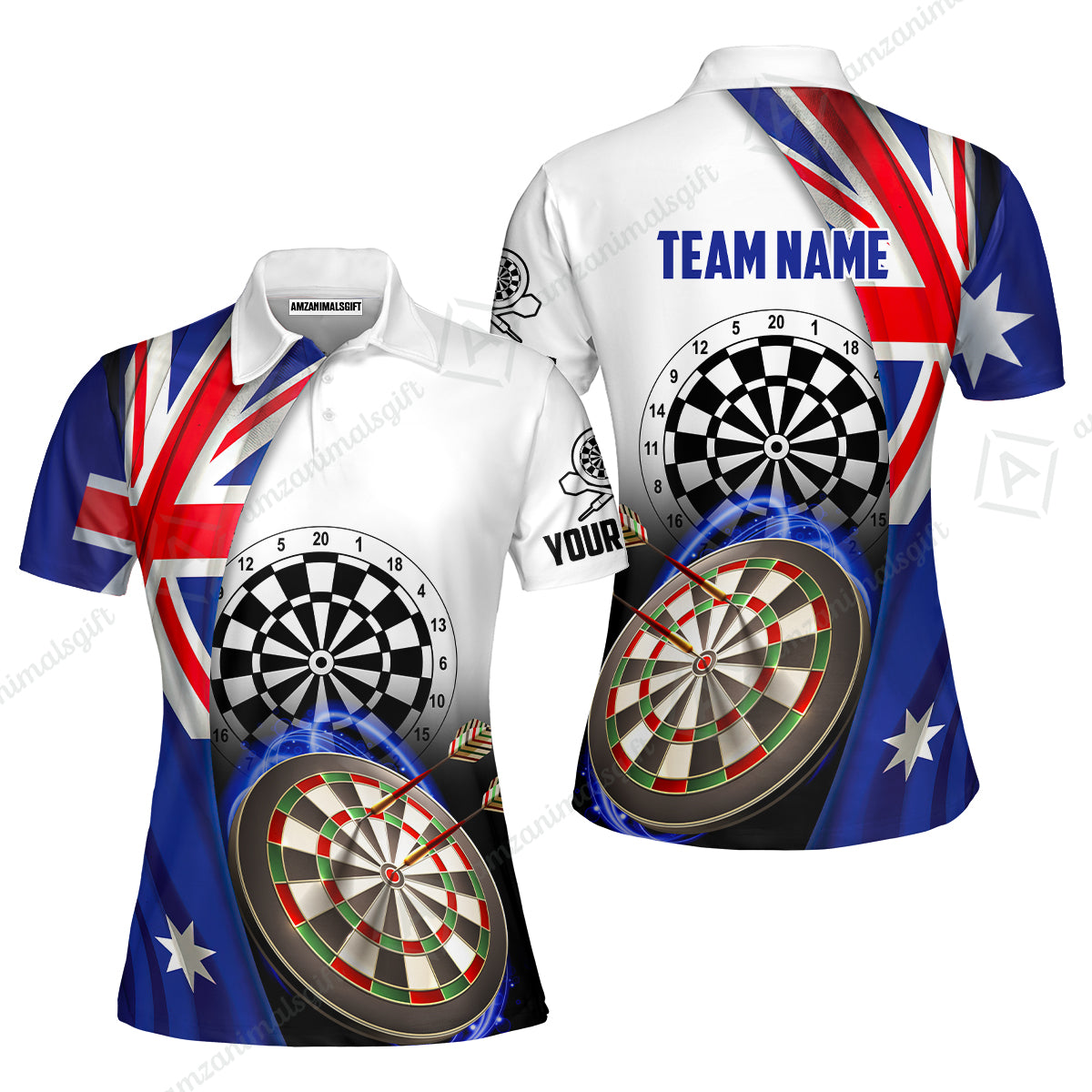 Personalized Darts Men Polo Shirt - Custom Name & Team Name Australia Flag Darts Polo Shirt For Men, Darts Team, Darts Lover