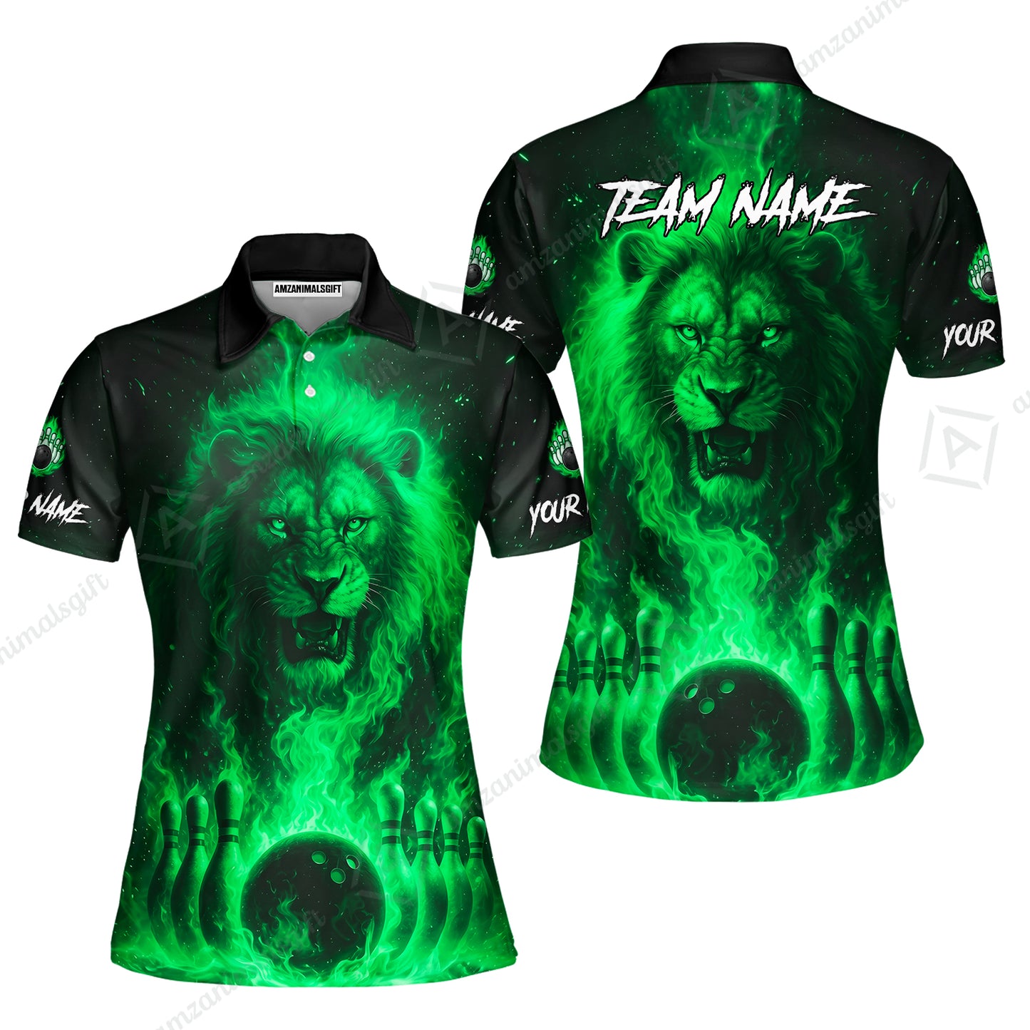 Custom Bowling Jersey Polo Shirt, Bowling Lion Of The Savannah, Custom Bowling Jersey Team Shirt For Players With Name & Team Name