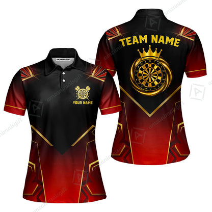 Custom Luxury Golden Crown Darts Jersey Polo Shirt, Custom Luxury Golden Crown Dart Jersey Team Shirt For Players With Name & Team Name