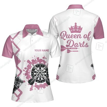 Customized Darts Women Polo Shirt, Queen of Darts Team Shirt, Personalized Name Polo Shirt For Women - Perfect Gift For Darts Lovers, Darts Players