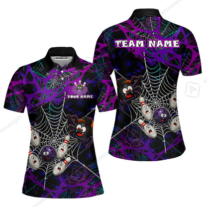 Custom Bowling Jersey Polo Shirt, Spider Bowling, Personalize Name and Team Name
